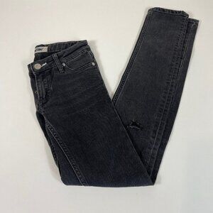 Acne Womens Low Rise Skinny Distressed Jeans Gray 24 Denim Medium Wash Black
